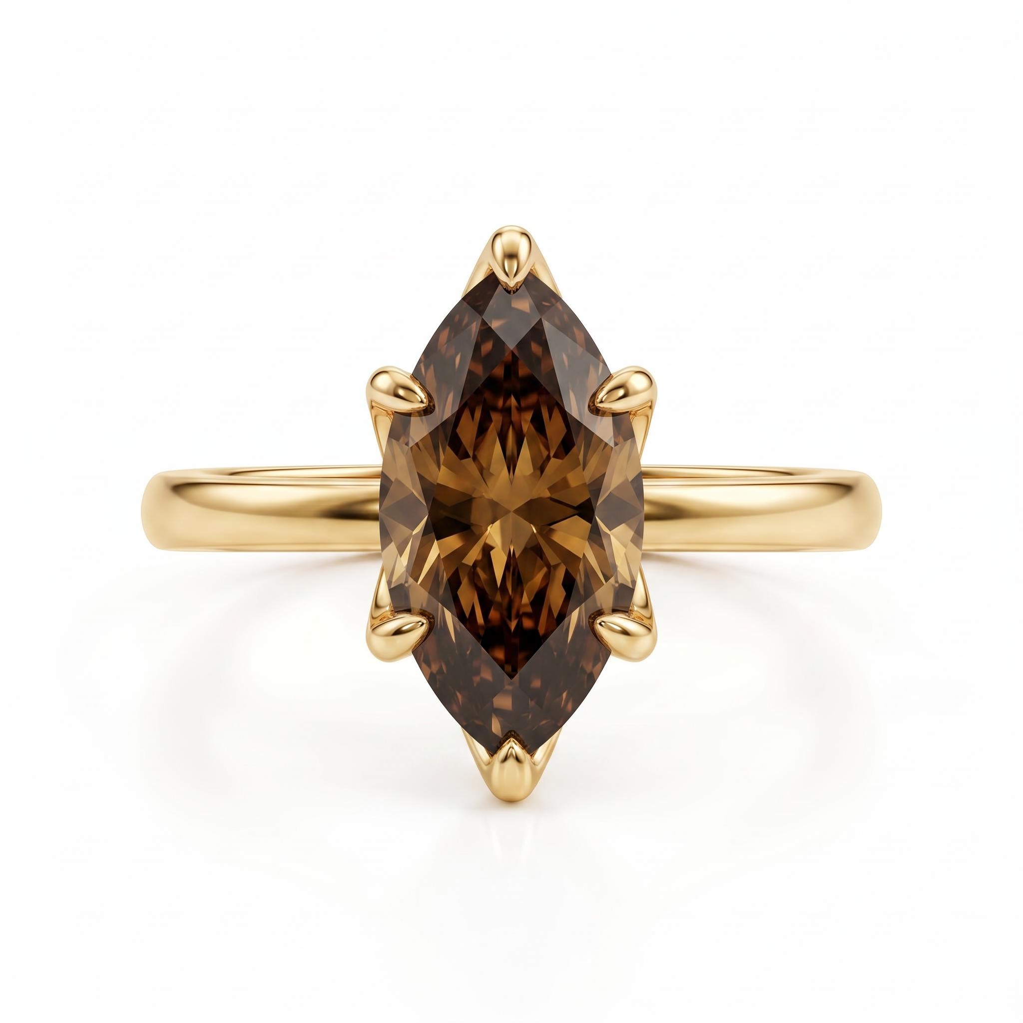 3 ct.tw. Classic Marquise Cut Six-Prong Coffee Chocolate Stone Solitaire Engagement Ring 3 ct.tw. Classic Marquise Cut Six-Prong Coffee Chocolate Stone Solitaire Engagement Ring