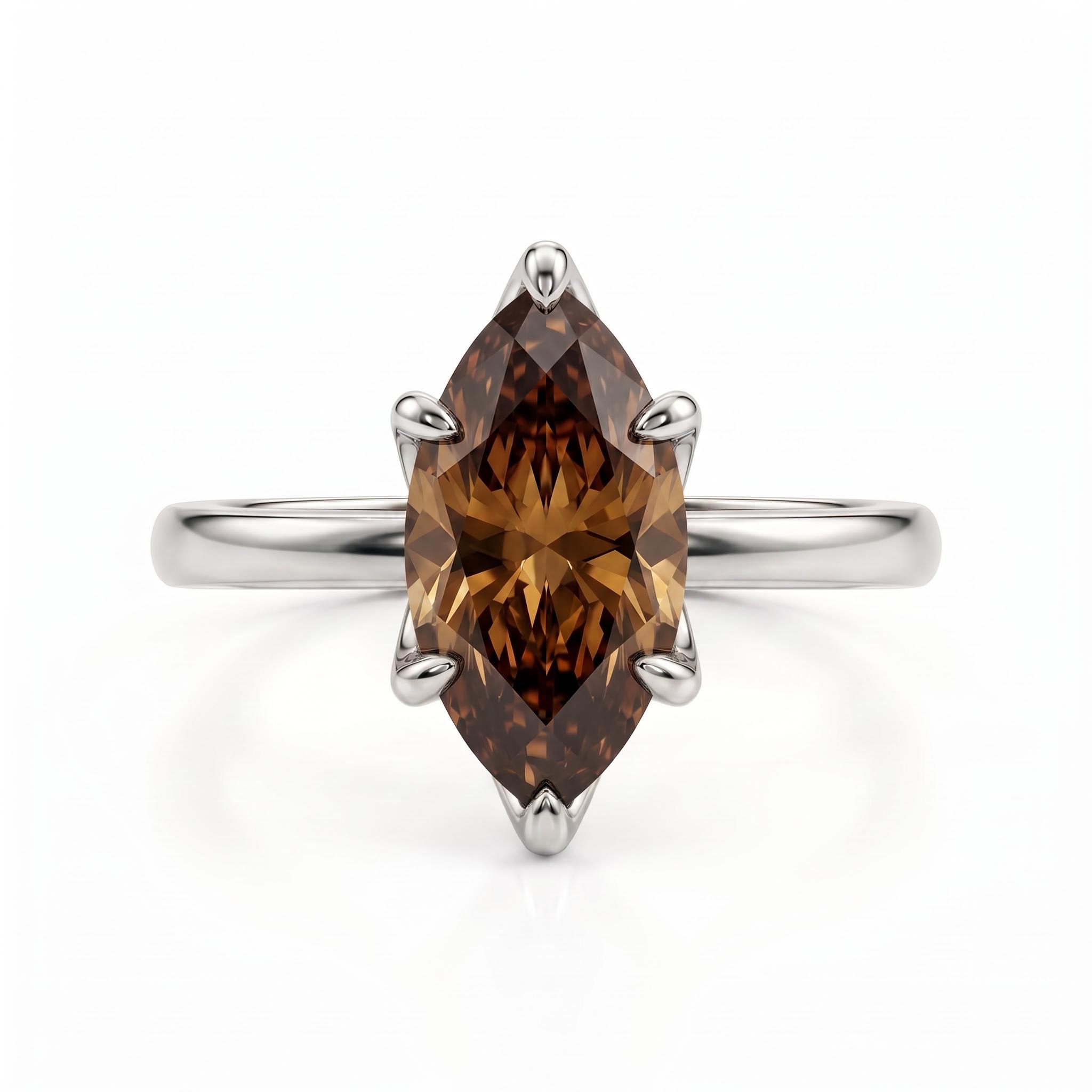 3 ct.tw. Classic Marquise Cut Six-Prong Coffee Chocolate Stone Solitaire Engagement Ring 3 ct.tw. Classic Marquise Cut Six-Prong Coffee Chocolate Stone Solitaire Engagement Ring