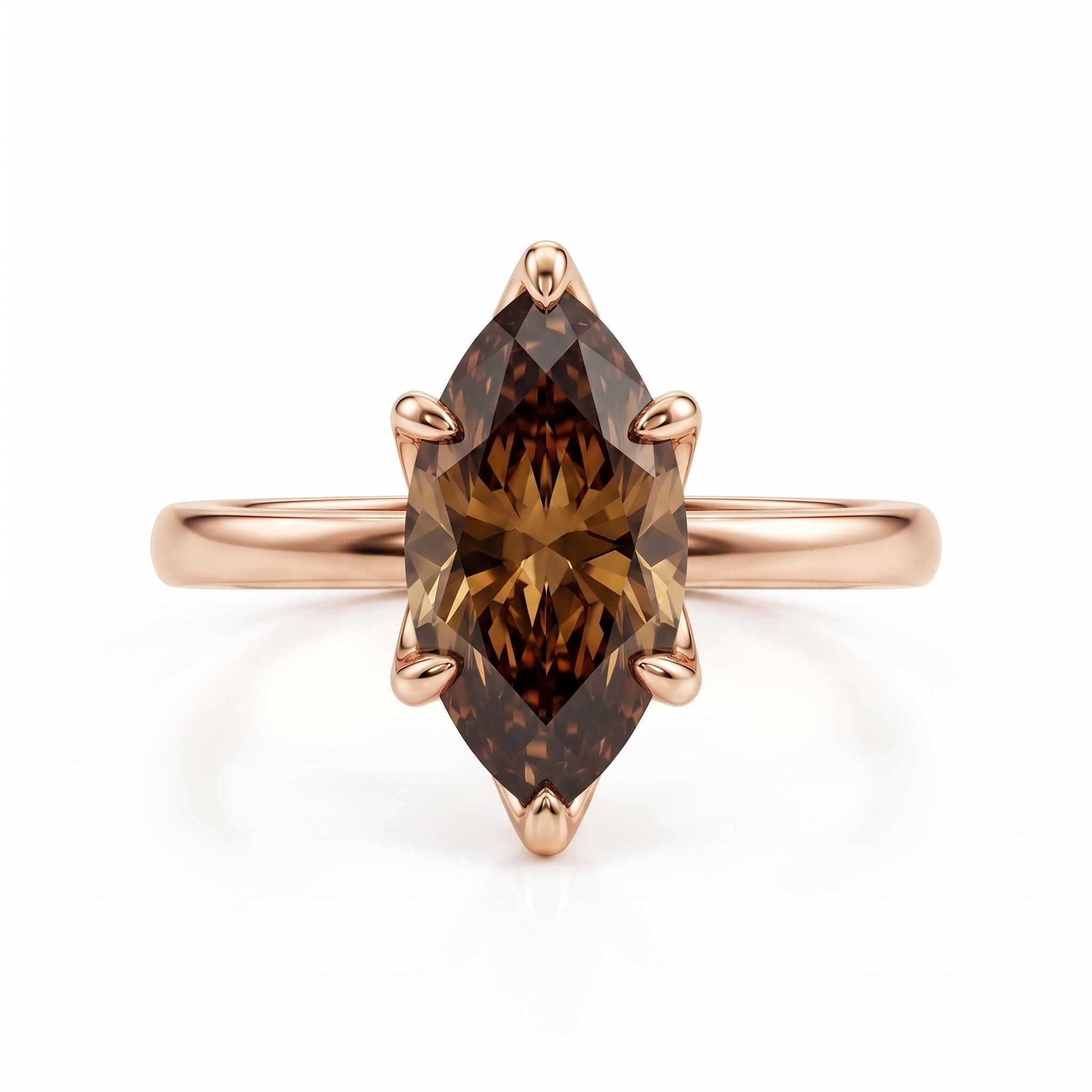 3 ct.tw. Classic Marquise Cut Six-Prong Coffee Chocolate Stone Solitaire Engagement Ring 3 ct.tw. Classic Marquise Cut Six-Prong Coffee Chocolate Stone Solitaire Engagement Ring