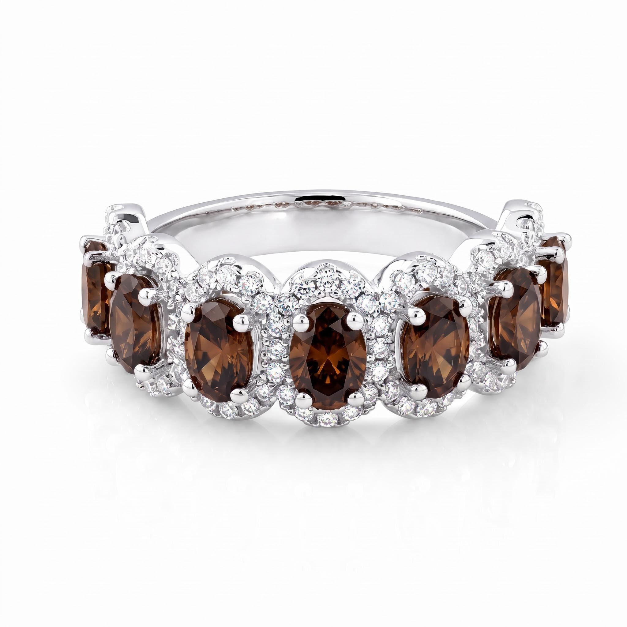 2.57 ct.tw. Elegant Oval & Round Cut Coffee Chocolate Stone Wedding Band 2.57 ct.tw. Elegant Oval & Round Cut Coffee Chocolate Stone Wedding Band