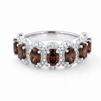 2.57 ct.tw. Elegant Oval & Round Cut Coffee Chocolate Stone Wedding Band