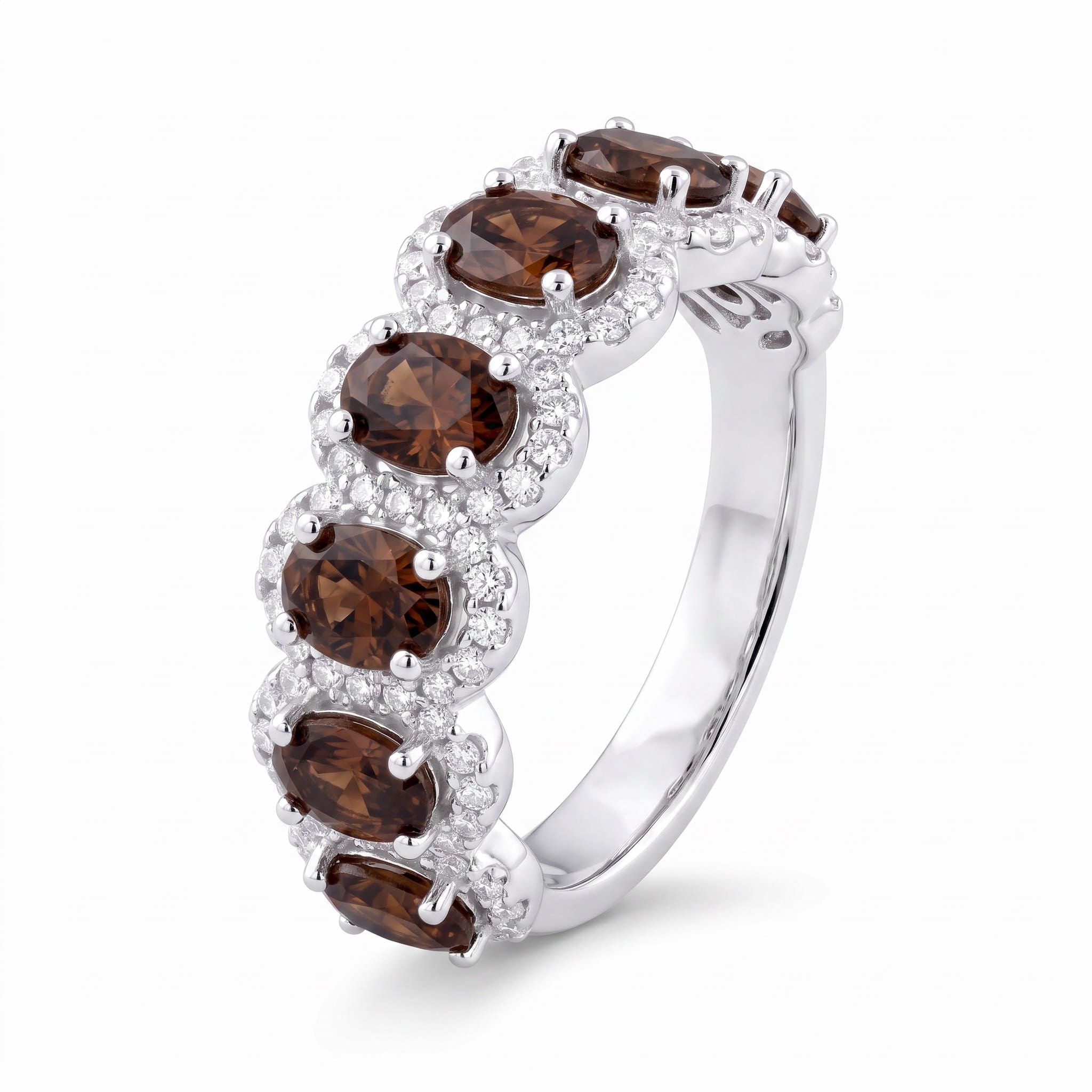 2.57 ct.tw. Elegant Oval & Round Cut Coffee Chocolate Stone Wedding Band 2.57 ct.tw. Elegant Oval & Round Cut Coffee Chocolate Stone Wedding Band
