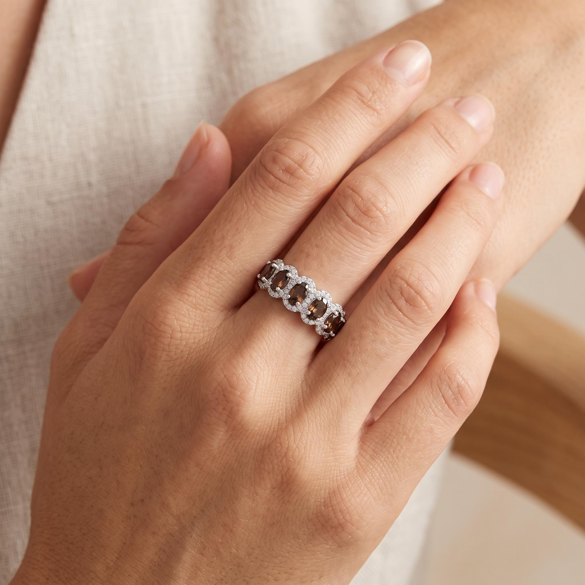 2.57 ct.tw. Elegant Oval & Round Cut Coffee Chocolate Stone Wedding Band 2.57 ct.tw. Elegant Oval & Round Cut Coffee Chocolate Stone Wedding Band