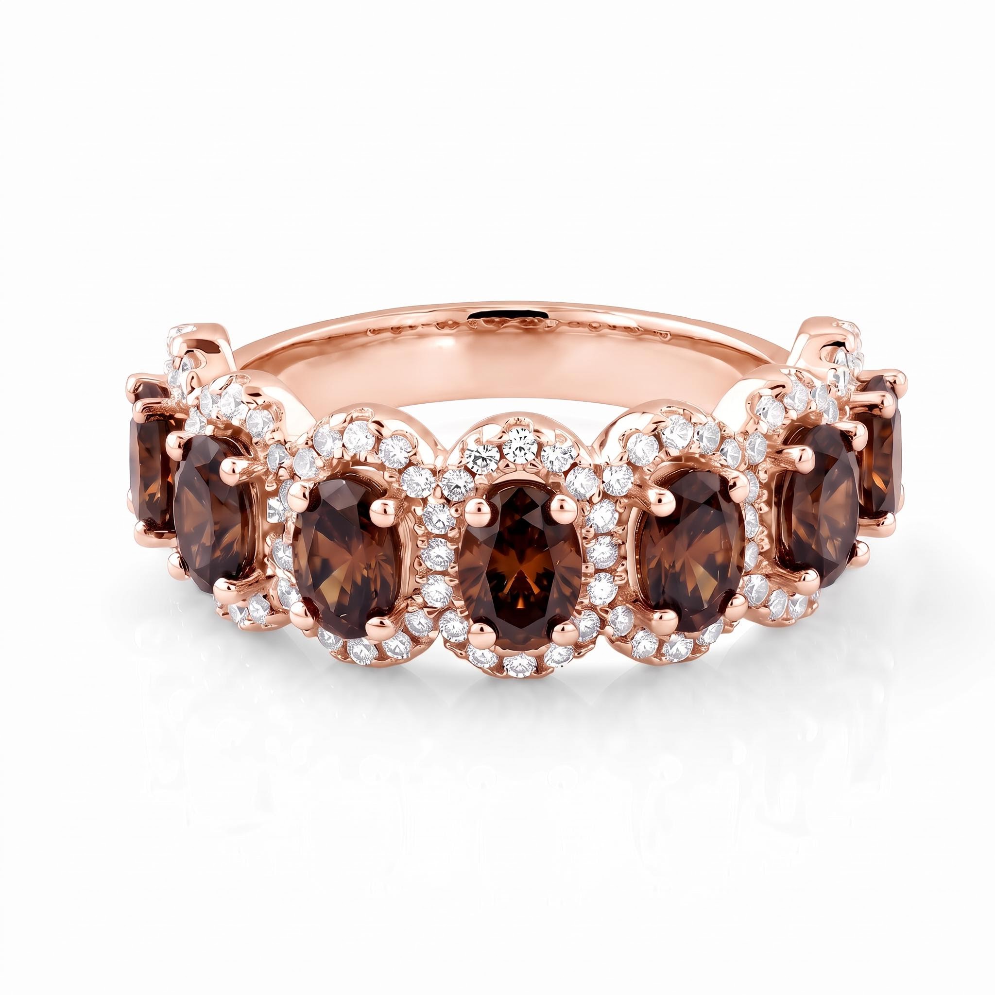 2.57 ct.tw. Elegant Oval & Round Cut Coffee Chocolate Stone Wedding Band 2.57 ct.tw. Elegant Oval & Round Cut Coffee Chocolate Stone Wedding Band
