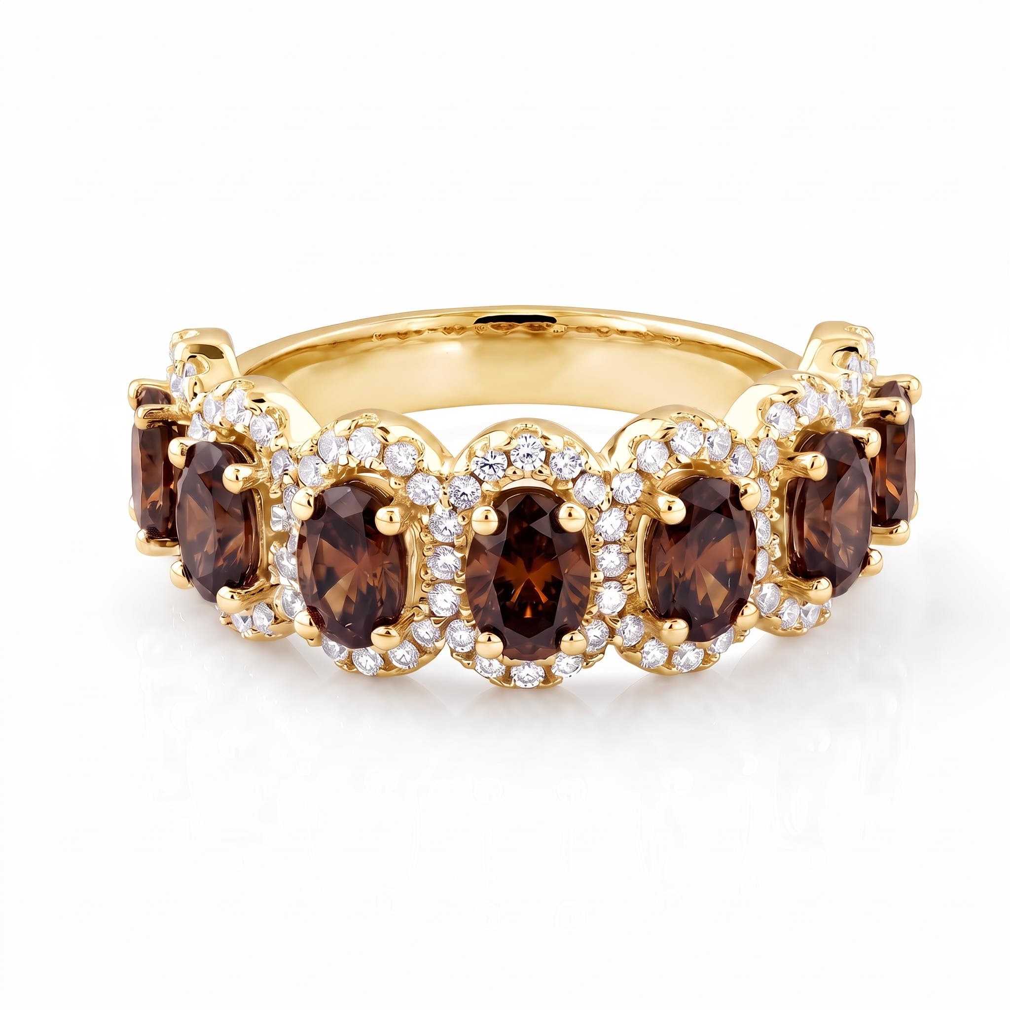 2.57 ct.tw. Elegant Oval & Round Cut Coffee Chocolate Stone Wedding Band 2.57 ct.tw. Elegant Oval & Round Cut Coffee Chocolate Stone Wedding Band