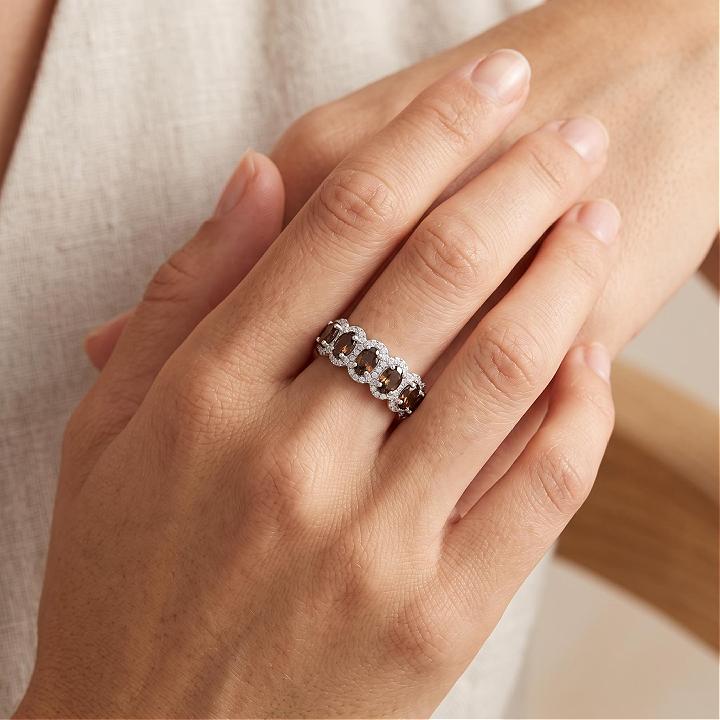 2.57 ct.tw. Elegant Oval & Round Cut Coffee Chocolate Stone Wedding Band 2.57 ct.tw. Elegant Oval & Round Cut Coffee Chocolate Stone Wedding Band