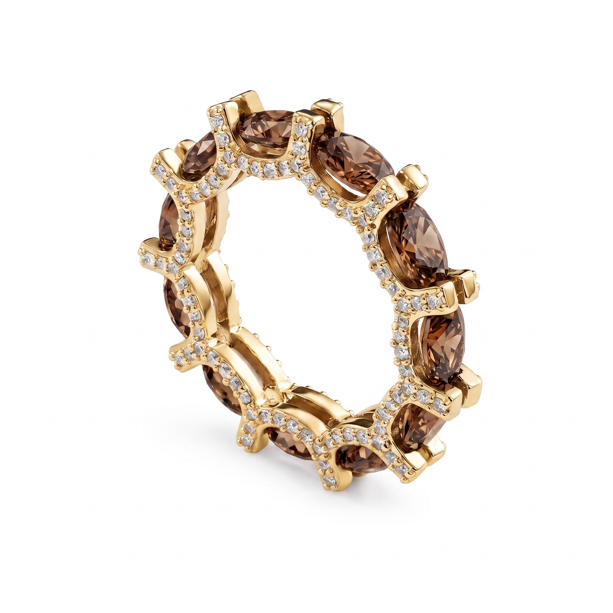 6.71 ct.tw. Oval Cut Coffee Chocolate Stone Wedding Band 6.71 ct.tw. Oval Cut Coffee Chocolate Stone Wedding Band