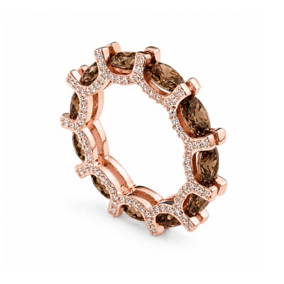 6.71 ct.tw. Oval Cut Coffee Chocolate Stone Wedding Band