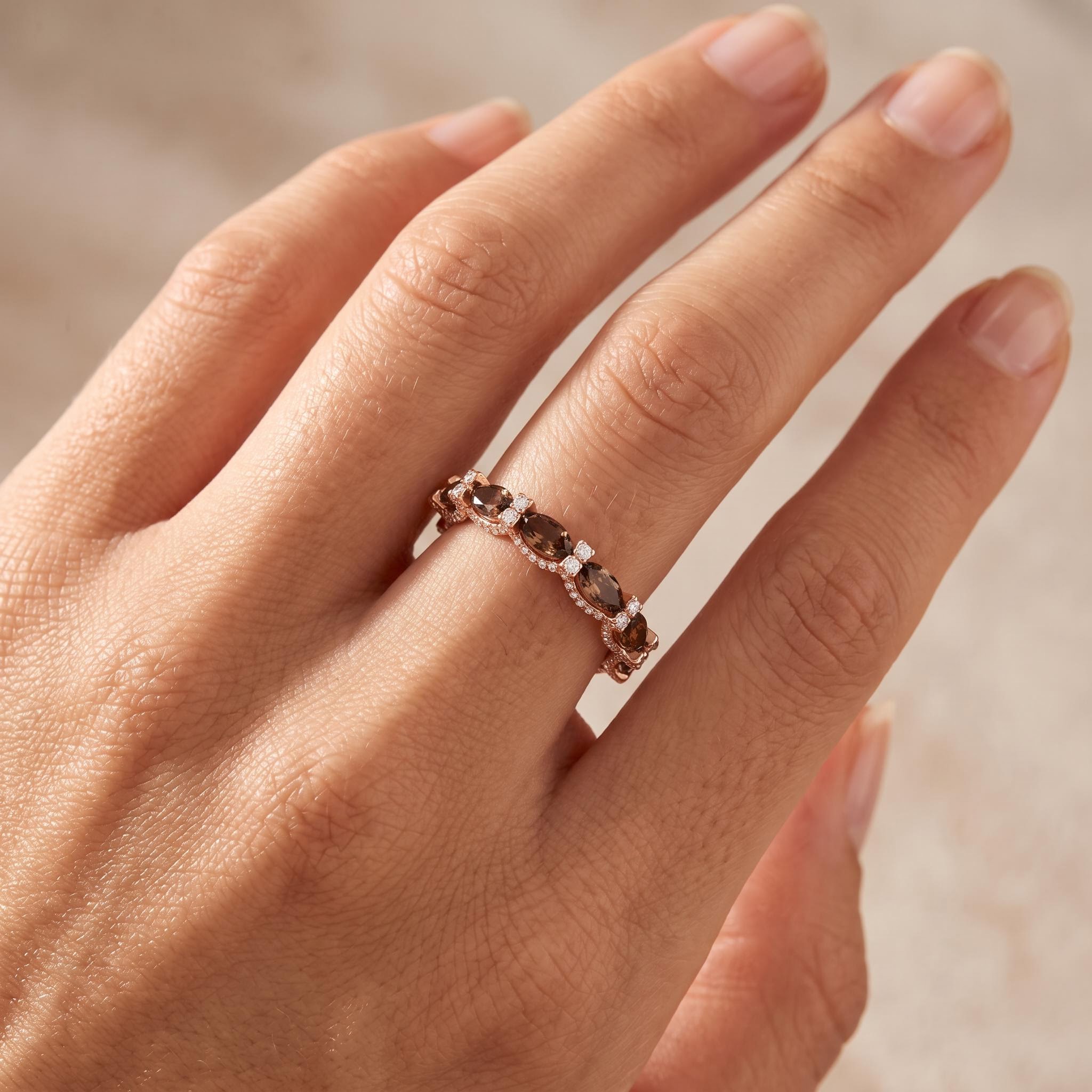 6.71 ct.tw. Oval Cut Coffee Chocolate Stone Wedding Band 6.71 ct.tw. Oval Cut Coffee Chocolate Stone Wedding Band