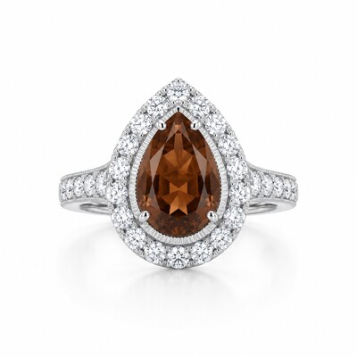 5.02 ct.tw. Vintage Halo Pear Cut Coffee Chocolate Stone Engagement Ring