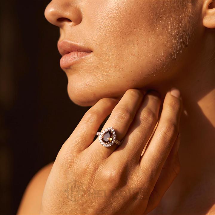 5.02 ct.tw. Vintage Halo Pear Cut Coffee Chocolate Stone Engagement Ring 5.02 ct.tw. Vintage Halo Pear Cut Coffee Chocolate Stone Engagement Ring