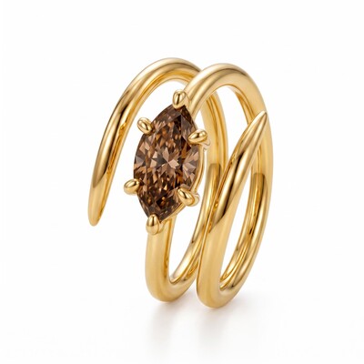 2 ct.tw. Marquise Cut Triple Spiral Coffee Chocolate Stone Fashion Ring