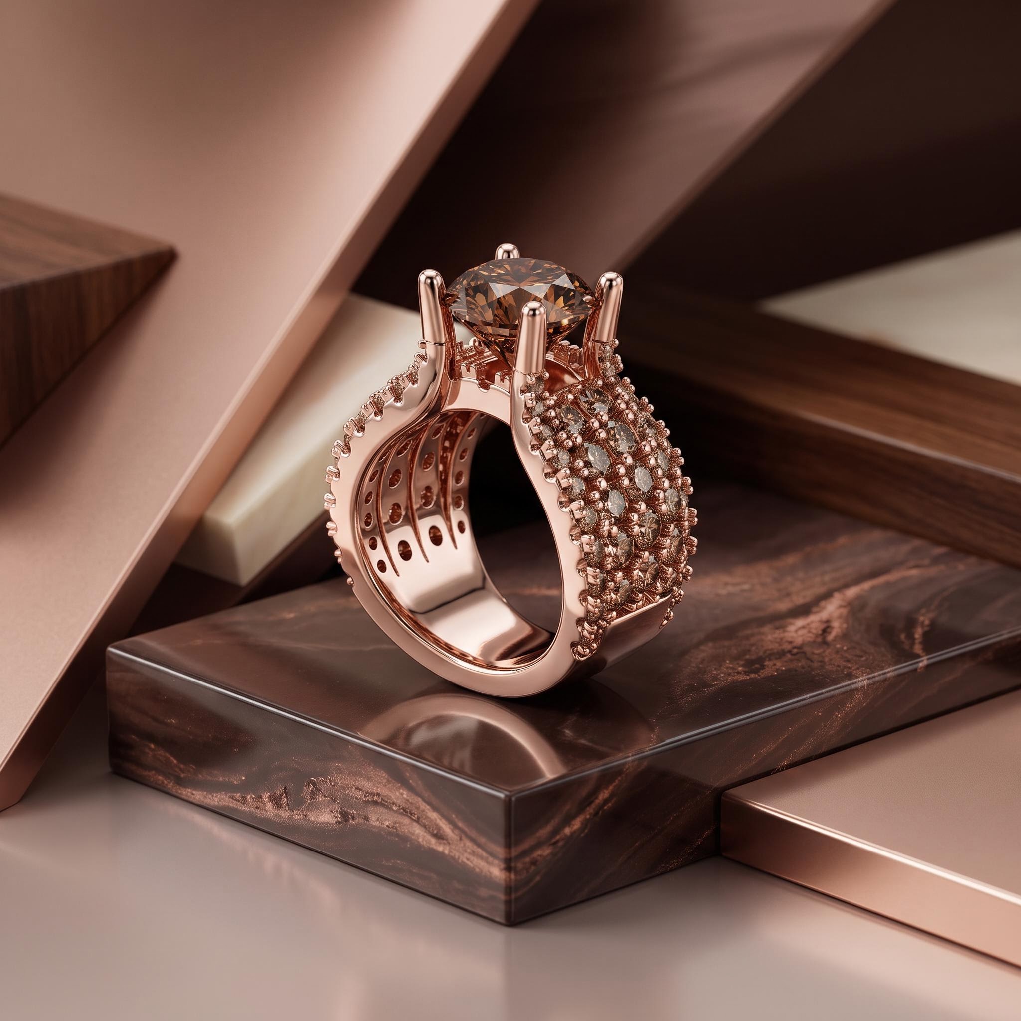 9.4 ct.tw. Oval Cut Coffee Chocolate Stone Pave Engagement Ring 9.4 ct.tw. Oval Cut Coffee Chocolate Stone Pave Engagement Ring