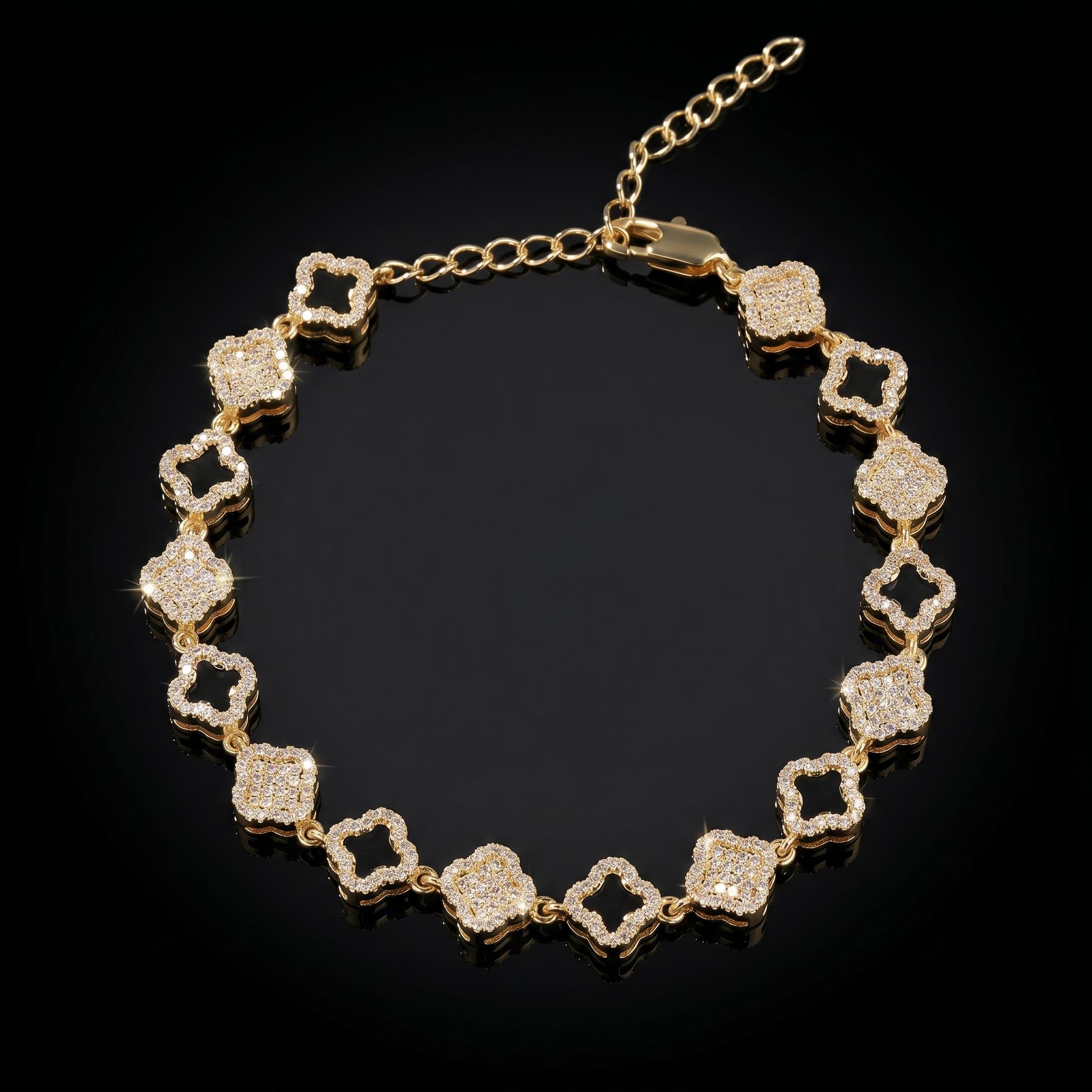 Iced Out 8.5mm Four-leaf Clover Bracelet Iced Out 8.5mm Four-leaf Clover Bracelet