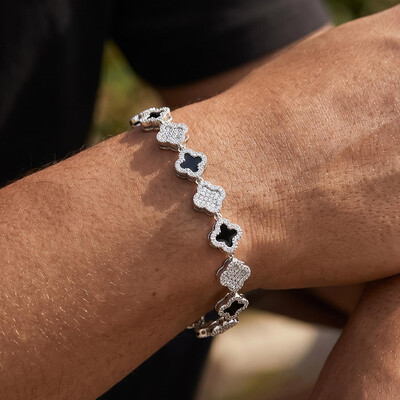 Iced Out 8.5mm Four-leaf Clover Bracelet