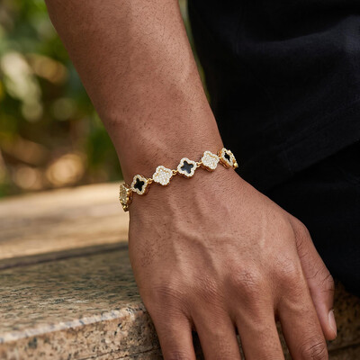 Iced Out 8.5mm Four-leaf Clover Bracelet