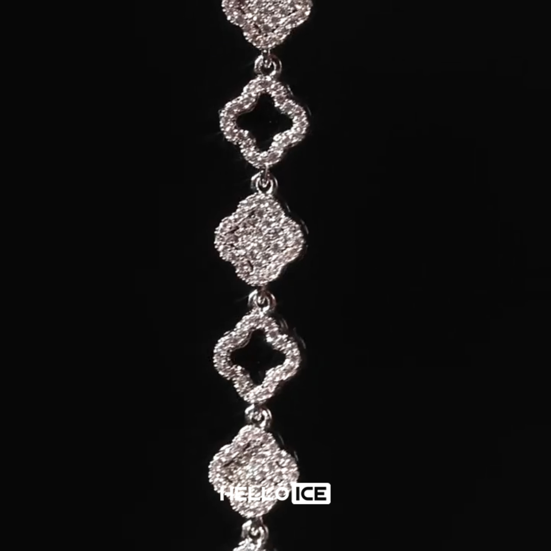 Iced Out 8.5mm Four-leaf Clover Bracelet
