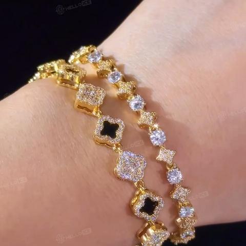 Iced Out 8.5mm Four-leaf Clover Bracelet Iced Out 8.5mm Four-leaf Clover Bracelet