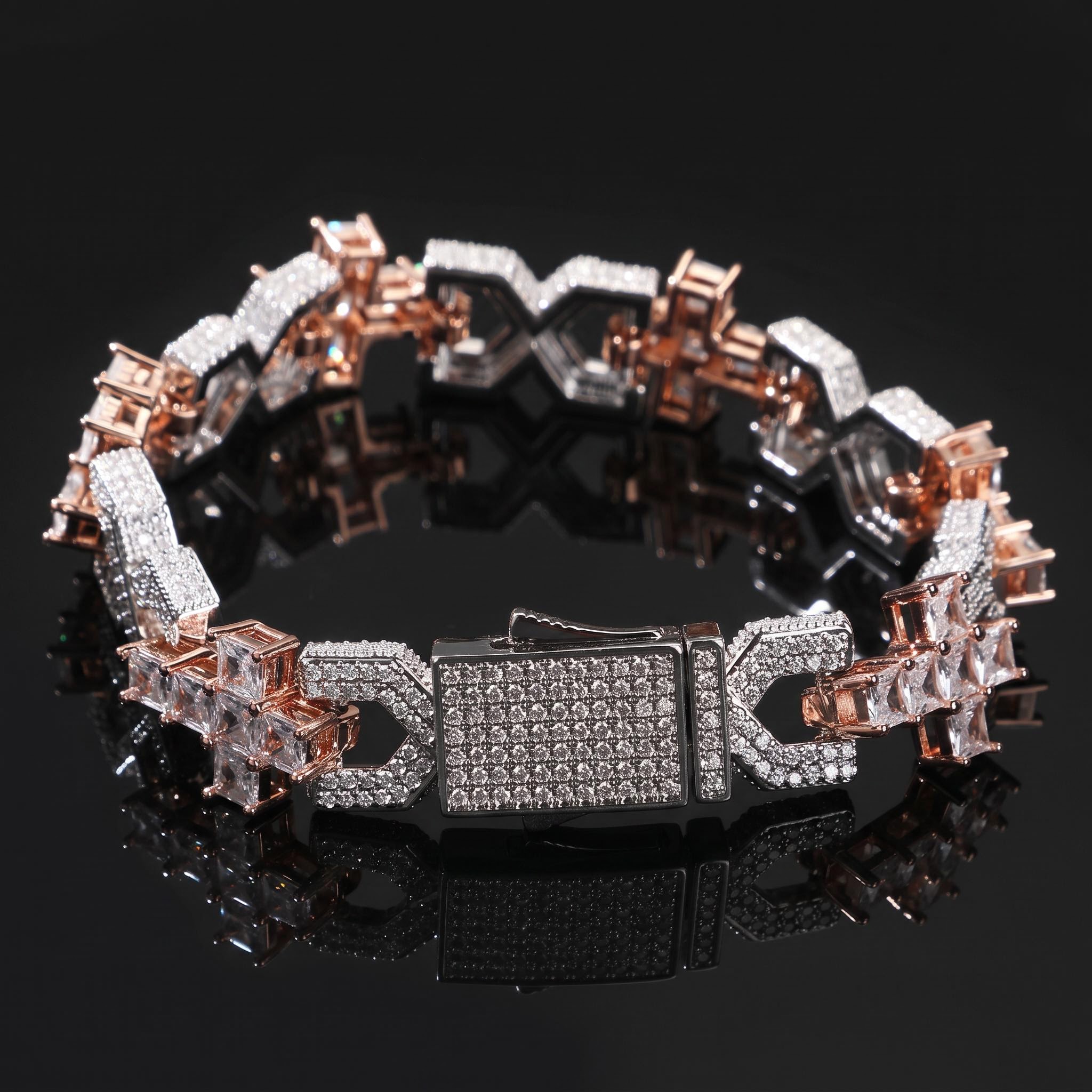 Iced Out Princess Cut Infinity Cross Link Bracelet Iced Out Princess Cut Infinity Cross Link Bracelet