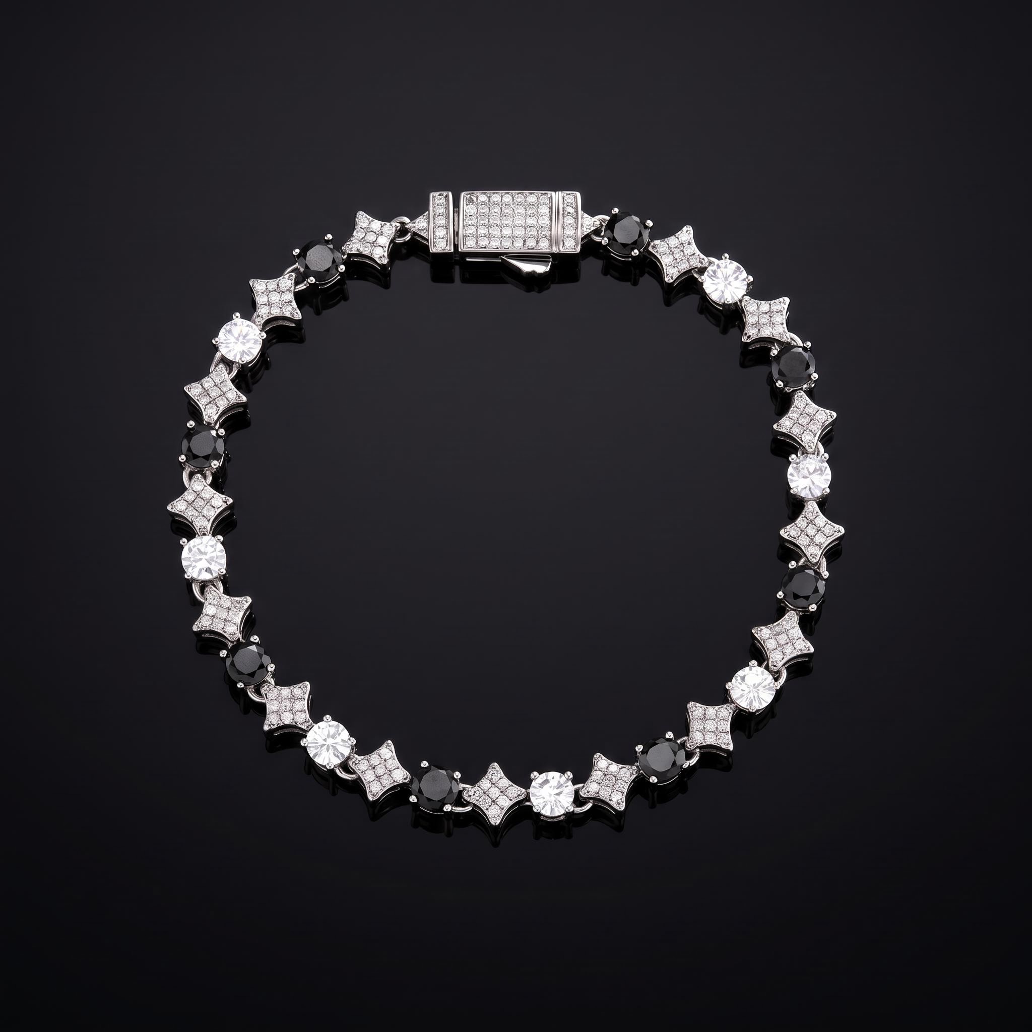 Iced Out Black & White Star Tennis Bracelet Iced Out Black & White Star Tennis Bracelet