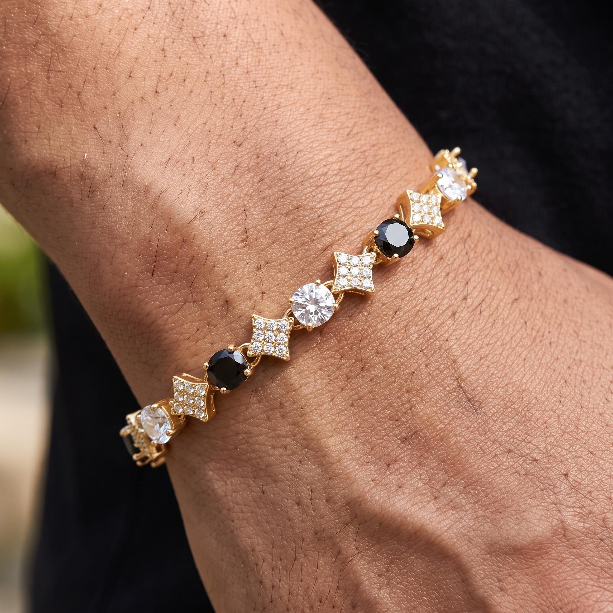 Iced Out Black & White Star Tennis Bracelet Iced Out Black & White Star Tennis Bracelet