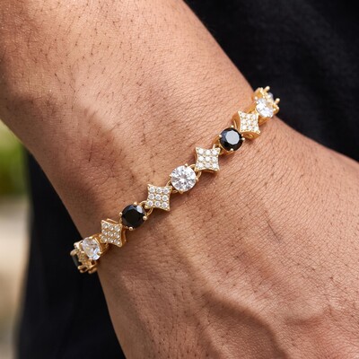 Iced Out Black & White Star Tennis Bracelet