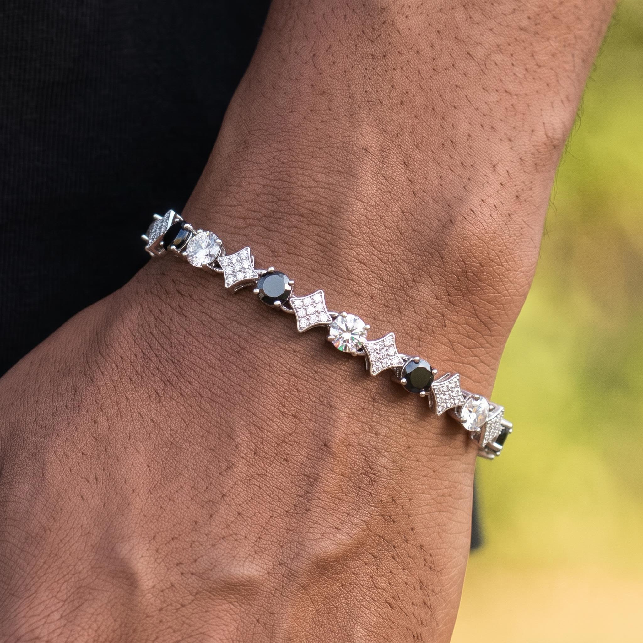 Iced Out Black & White Star Tennis Bracelet Iced Out Black & White Star Tennis Bracelet