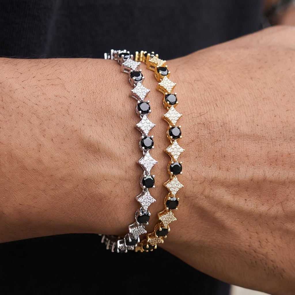 Iced Out Black & White Star Tennis Bracelet Iced Out Black & White Star Tennis Bracelet