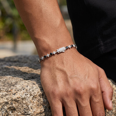 Iced Out Black & White Star Tennis Bracelet
