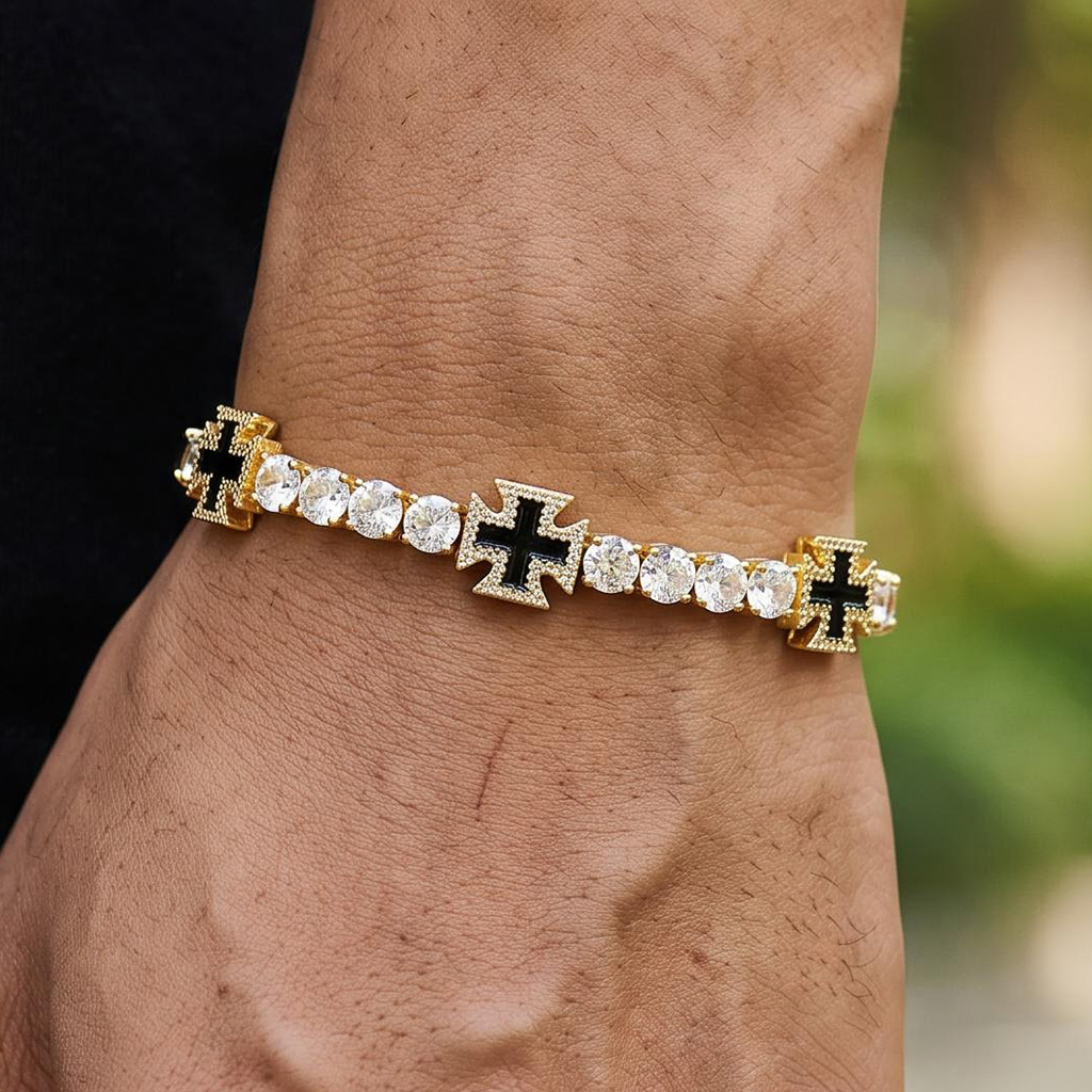 Iced Out Black Cross Tennis Bracelet Iced Out Black Cross Tennis Bracelet