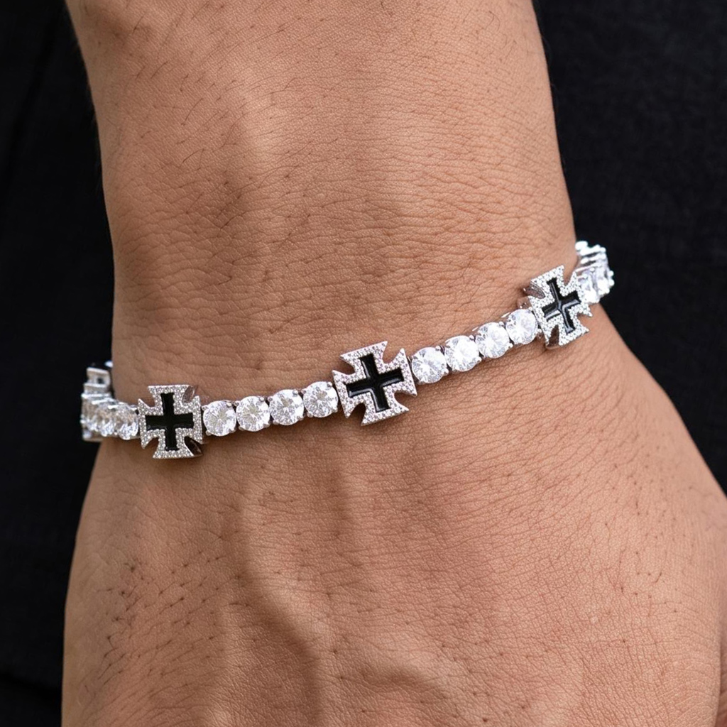 Iced Out Black Cross Tennis Bracelet Iced Out Black Cross Tennis Bracelet