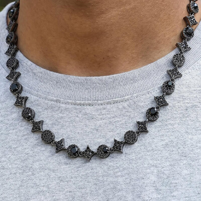 Iced Out 8mm Star Black Tennis Chain
