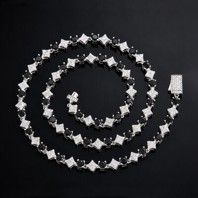 Iced Out Black&White Star Tennis Chain
