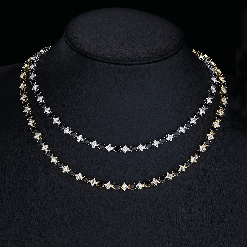 Iced Out Black&White Star Tennis Chain Iced Out Black&White Star Tennis Chain