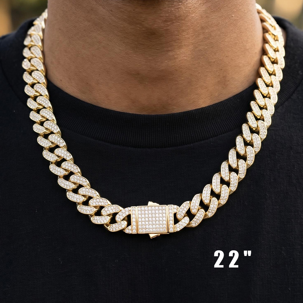 14mm Iced Out Classic Cuban Chain 14mm Iced Out Classic Cuban Chain