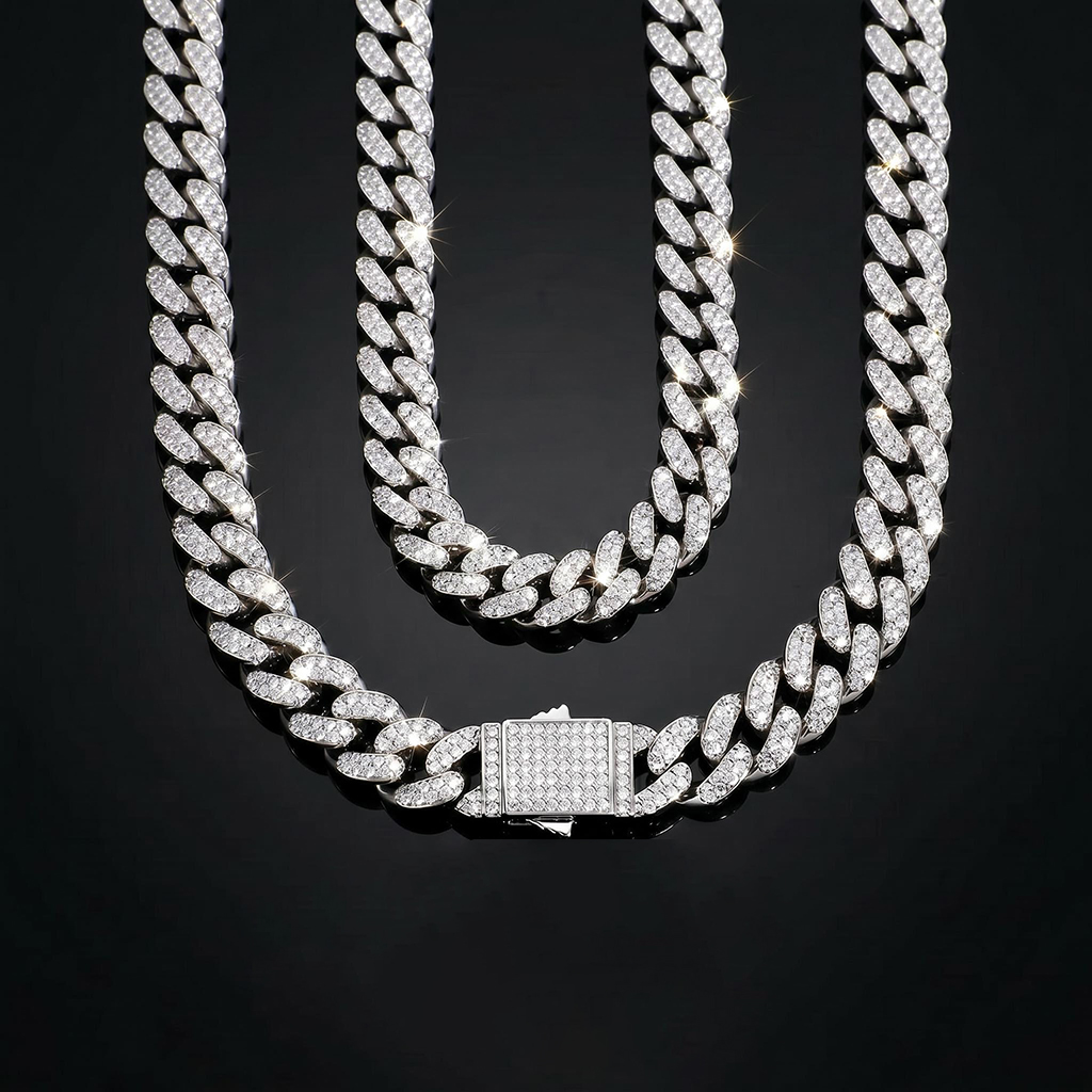 14mm Iced Out Classic Cuban Chain 14mm Iced Out Classic Cuban Chain