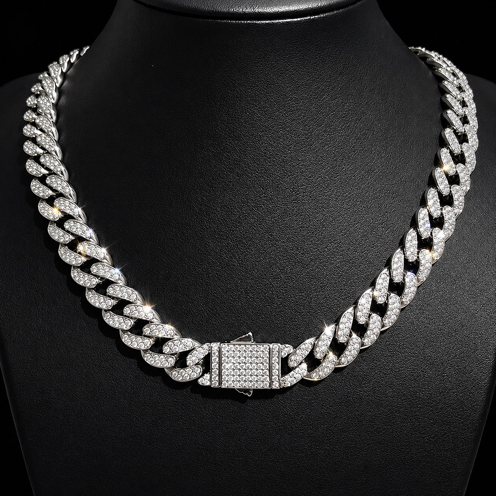 14mm Iced Out Classic Cuban Chain 14mm Iced Out Classic Cuban Chain