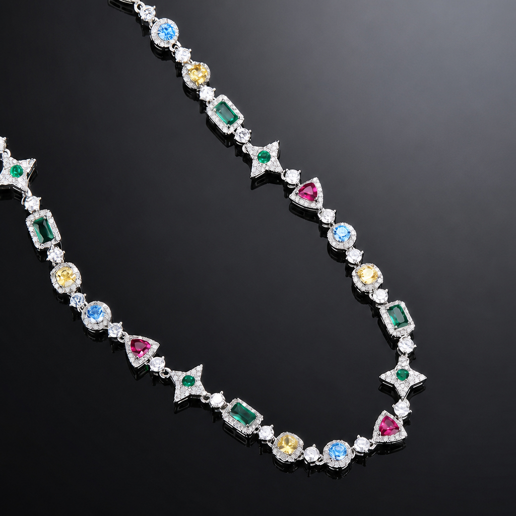 Iced Out 7mm Multi-color Diamonds Chain Iced Out 7mm Multi-color Diamonds Chain