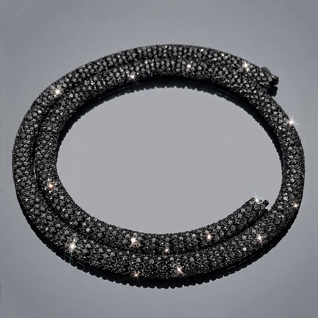 Iced Out 6mm Black Snake Chain Iced Out 6mm Black Snake Chain