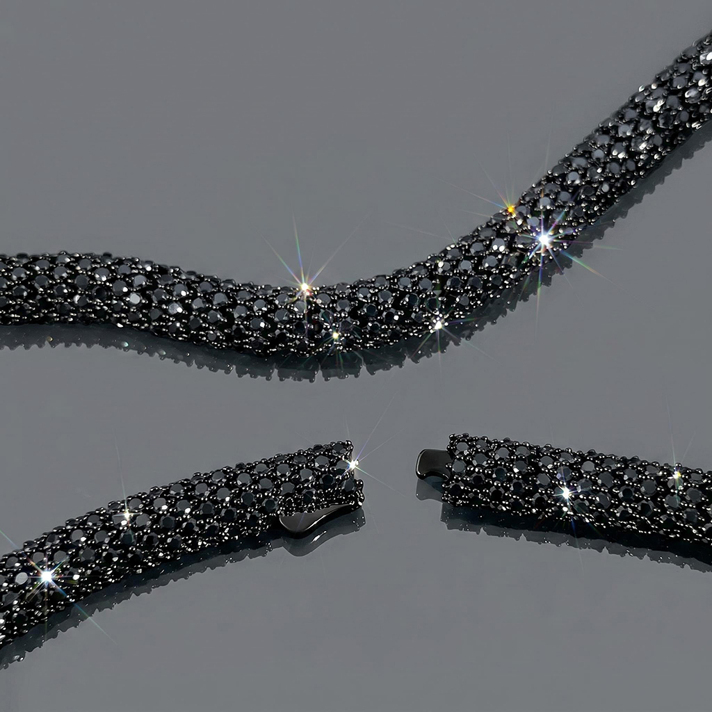 Iced Out 6mm Black Snake Chain Iced Out 6mm Black Snake Chain