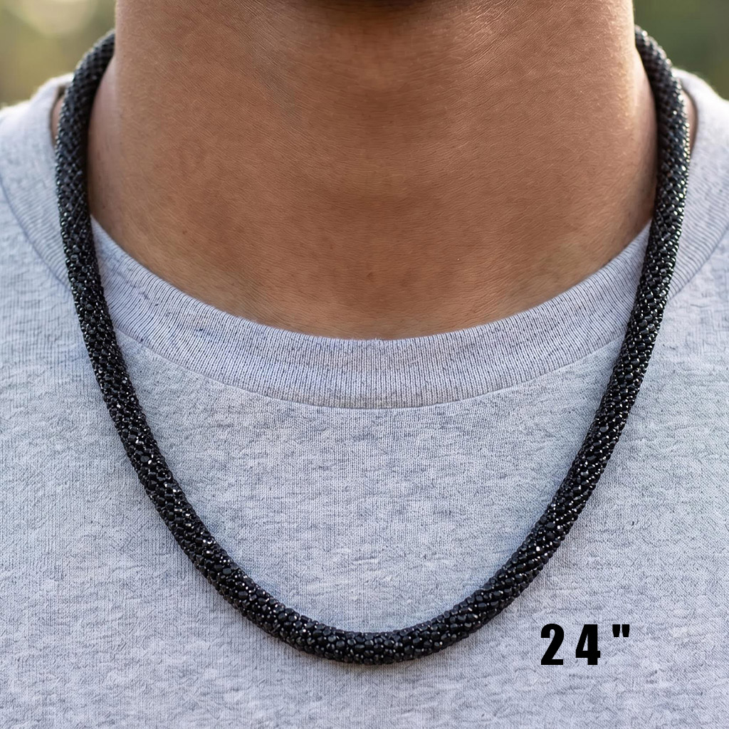 Iced Out 6mm Black Snake Chain Iced Out 6mm Black Snake Chain
