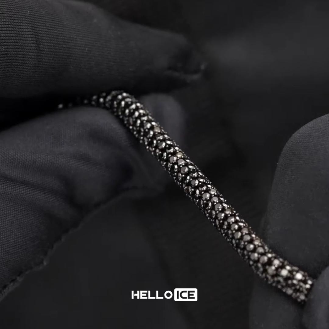 Iced Out 6mm Black Snake Chain Iced Out 6mm Black Snake Chain
