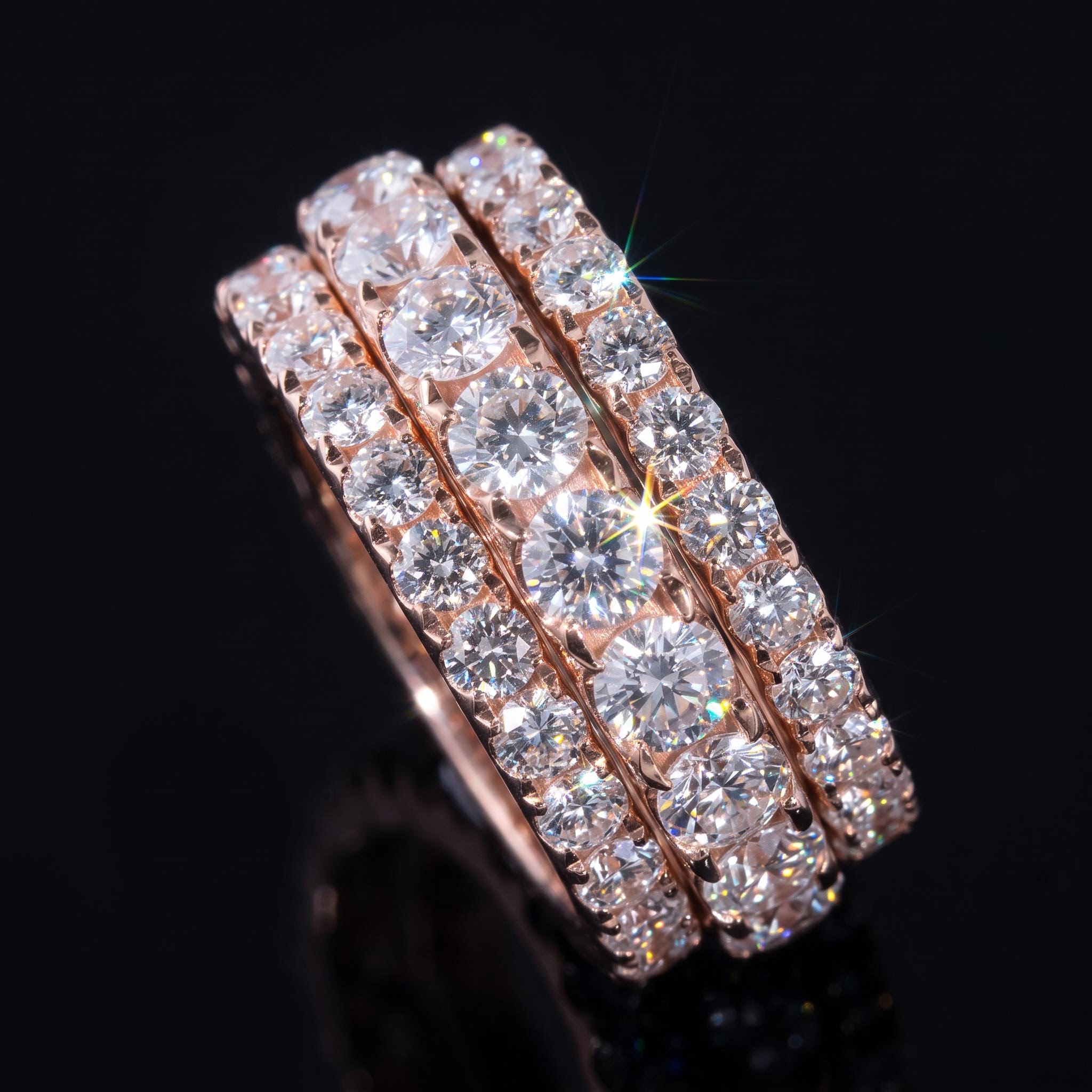 Iced Out Round Cut Diamond Spinner Ring