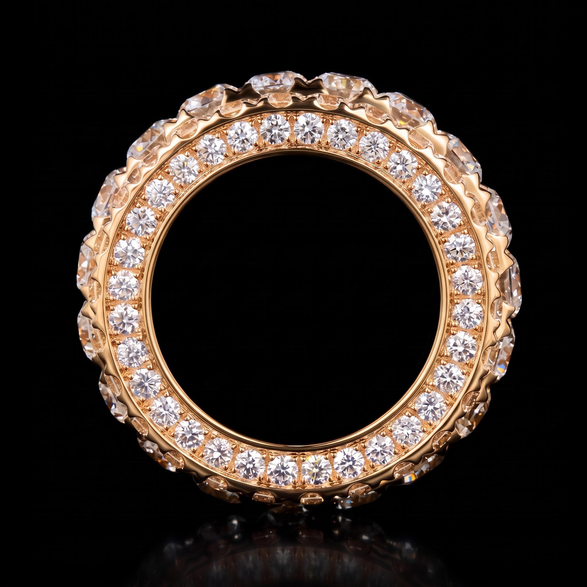 Iced Out Round Cut Diamond Spinner Ring