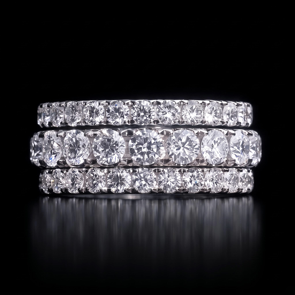Iced Out Round Cut Diamond Spinner Ring