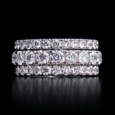 Iced Out Round Cut Diamond Spinner Ring