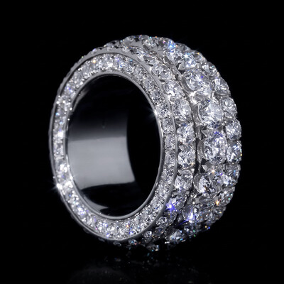 Iced Out Round Cut Diamond Spinner Ring