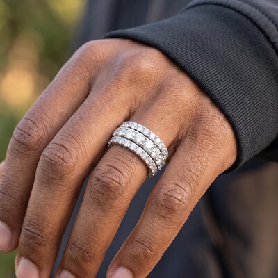 Iced Out Round Cut Diamond Spinner Ring