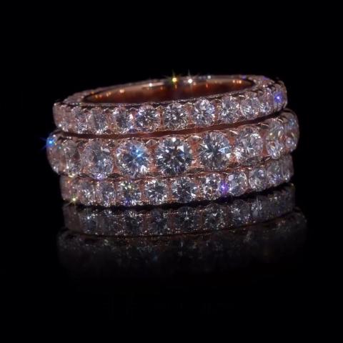 Iced Out Round Cut Diamond Spinner Ring