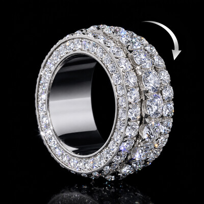 Iced Out Round Cut Diamond Spinner Ring